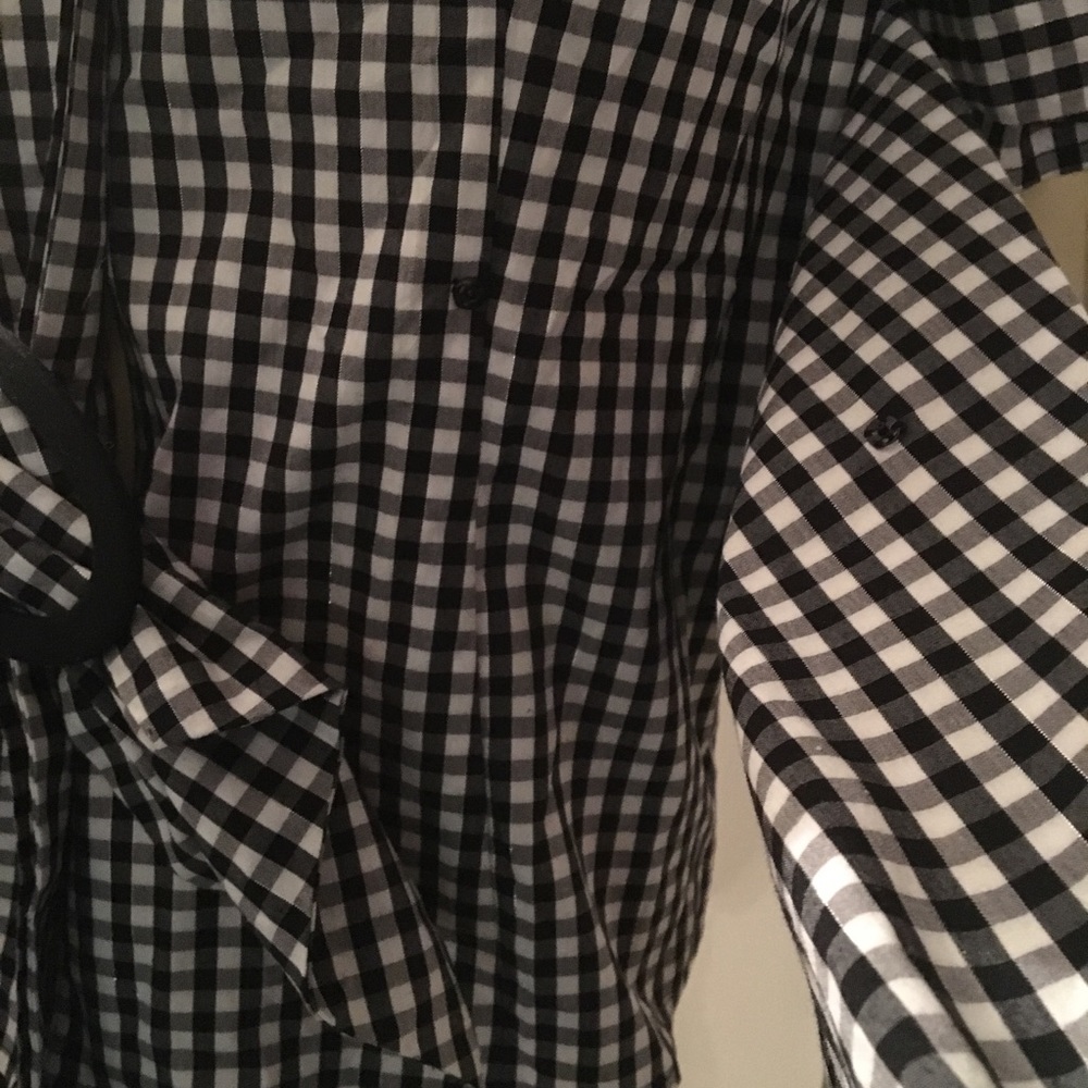 Belted Gingham Short Sleeve Button Down - image 7